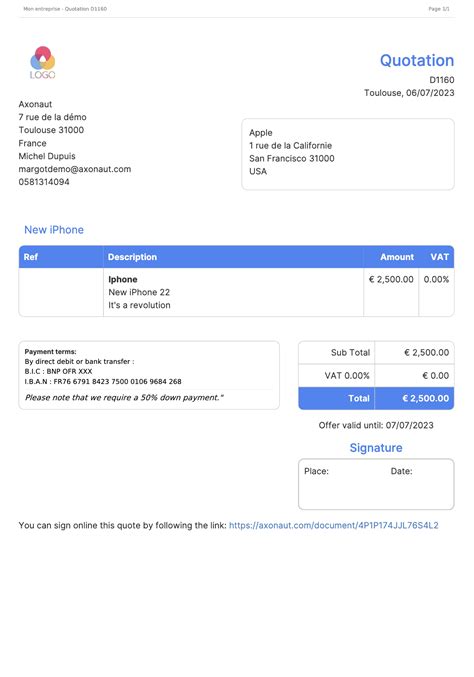 Comment faire un devis en anglais Modèle gratuit Blog Axonaut