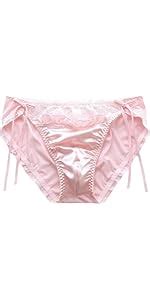 Erlemetes 4 Pack Cute Underwear Silk Panties For Women Frilly Mid Waist Bikini Briefs Japanese