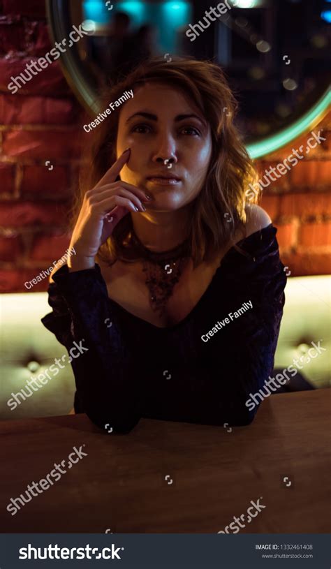 Blonde Girl Posing Front Brick Wall Stock Photo Shutterstock