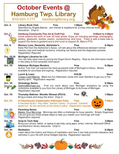 Hamburg Township Library: October Events!