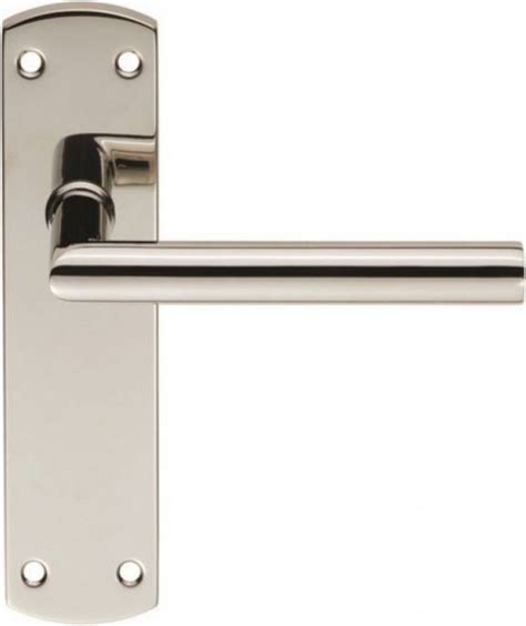 Polished Stainless Steel Lever Door Handle Latch Plate Mitred Range