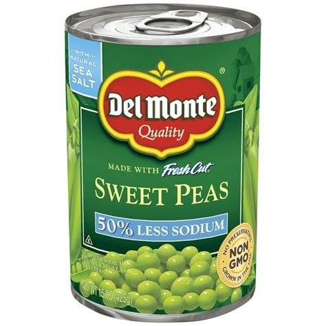 (1 Can) Del Monte Fresh Cut Low Sodium Sweet Peas, 15 oz. Can - Walmart ...