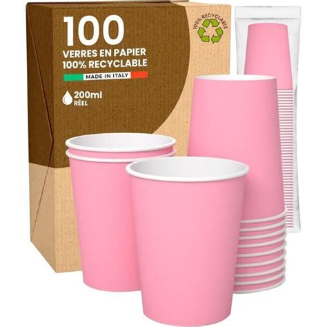 100 Verres En Papier 200 Ml Écologiques Biodégradables Gobelet Jetables