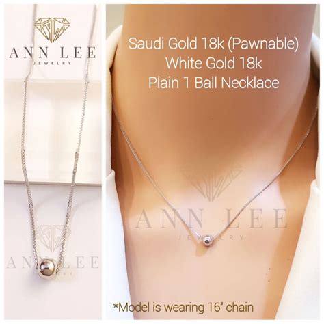 Pawnable Real Saudi White Gold 18k Ball Necklace Shopee Philippines