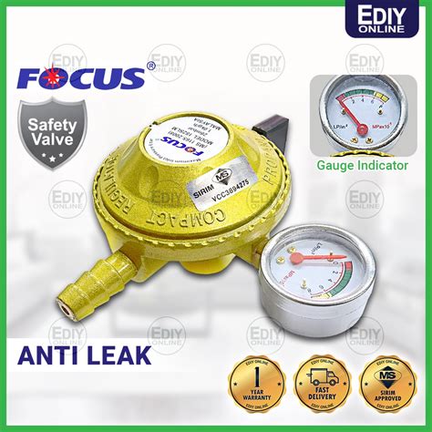 SIRIM GAS REGULATOR ANTI LEAK SAFETY VALVE GAUGE METER LOW PRESSURE