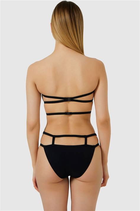 Ayyıldız Siyah Straplez Bikini Takımı Hızlı Kargo