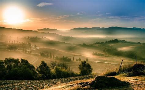 Tuscany, Landscape, Italy, Sunrise, Mist Wallpapers HD / Desktop and ...