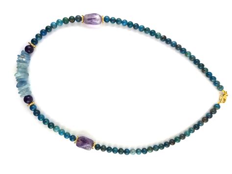 Collier En Apatite Bleue Am Thyste Et Aigue Marine Le Deucalion