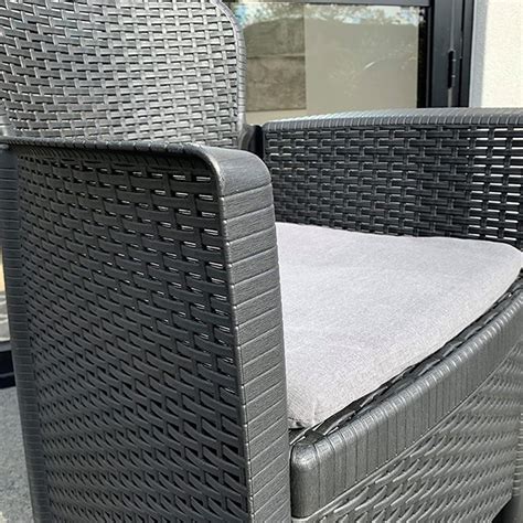 Outdoor Living Folia 2 Seater Rattan Effect Bistro Set Grey Wilko