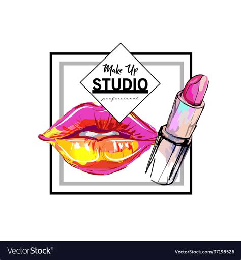 Makeup studio logo design template Royalty Free Vector Image