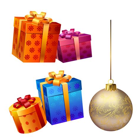 Новогодние коробки с подарками и елочная игрушка для оформления — Все ...