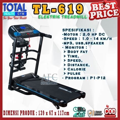 Jual Harga Terbaik Total Fitness Treadmill Elektrik TL 619 Treadmill 4