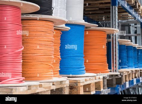 Wire Bundles In Cable Warehouse Munich Bavaria Germany Stock Photo