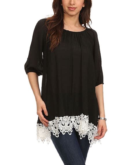 J Mode Usa Los Angeles Black Lace Hem Top Trendy Women S Fashion