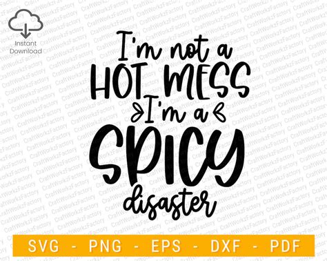 I M Not A Hot Mess I M A Spicy Disaster Svg Hot Mess Svg Mom Life Svg Momlife Blessed Mama