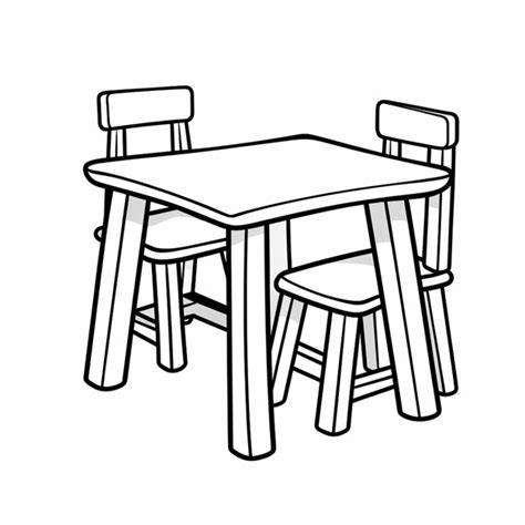 Premium AI Image | a drawing of a table and chairs with a chair at the ...