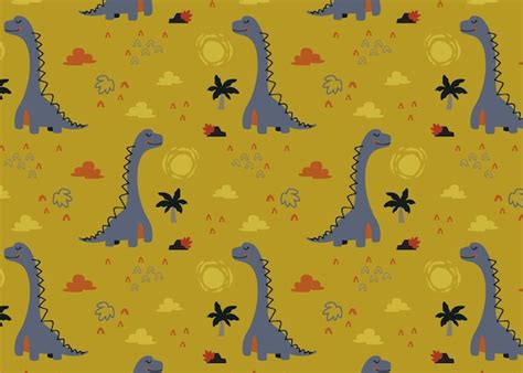 Motif Dinosaure à Long Cou Vecteur Premium