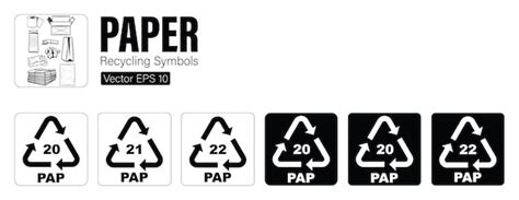 Premium Vector Set Of Paper Recycling Identification Symbols