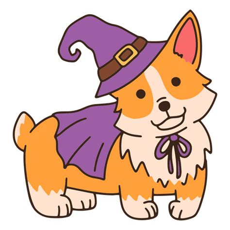 Design PNG E SVG De Cachorro Corgi Bruxa De Halloween Para Camisetas