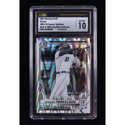 Spencer Torkelson 2021 Bowman Chrome Draft Black And White RayWave