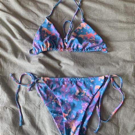 Blue And Purple Triangle Tie Bikini Really Cute Depop