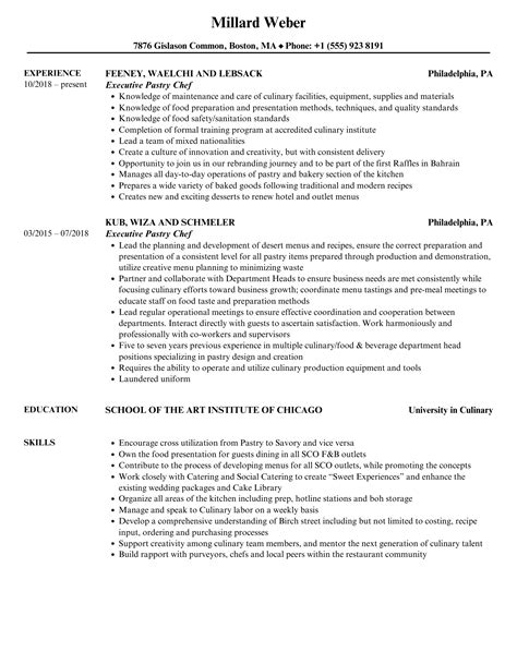 Executive Pastry Chef Resume Samples Velvet Jobs