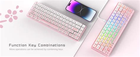Womier WK68 60 Keyboard Hot Swappable Pink Keyboard RGB Wire Gaming Mechanical Keyboard Pudding