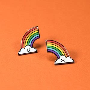 Happy Sad Rainbow Cloud Pins Subtle Gay Pride Enamel Lapel Badge Cute Kawaii Equality Lgbt
