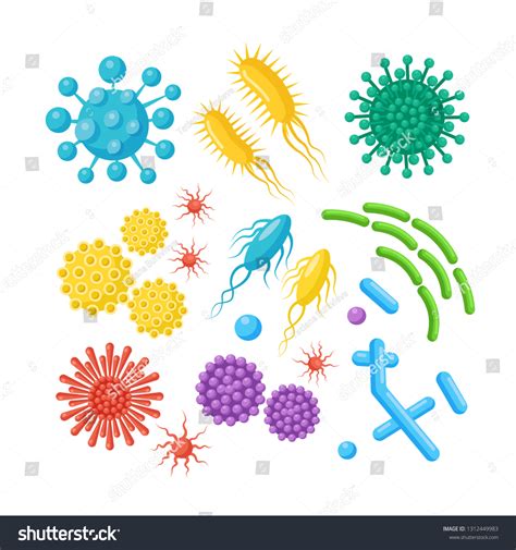 Set Bacteria Microbes Virus Germs Diseasecausing Vector De Stock