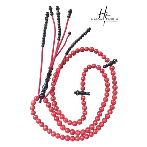 Jual Tasbih Butir Red Coral Marjan Model Tijani Size Mm