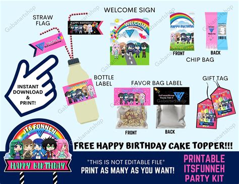 Printable Itsfunneh Party Kit Itsfunneh Cake Topper Etsy