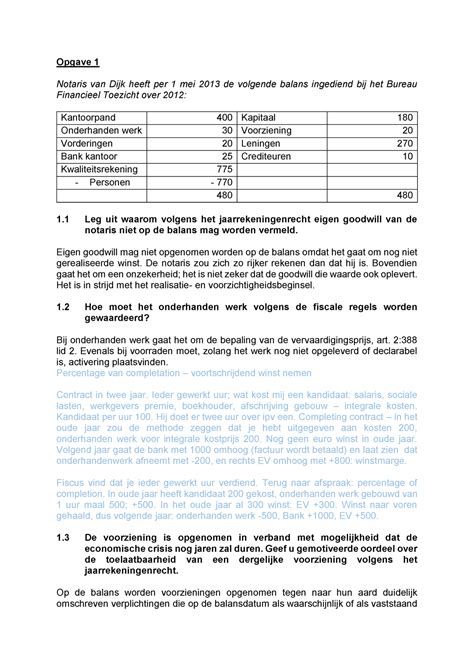 Oefen Tentamen Vragen En Antwoorden Opgave Notaris Van Dijk