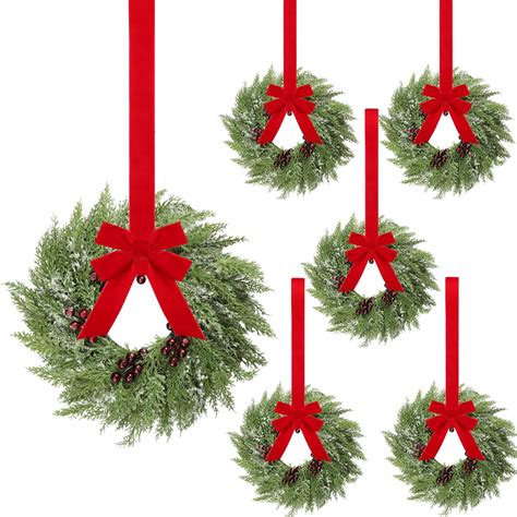 Barydat 6 Pcs Christmas Wreath Decorations Christmas Kitchen Cabinet