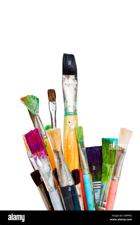 Used Paint Brushes Isolated On White Stock Photo Alamy