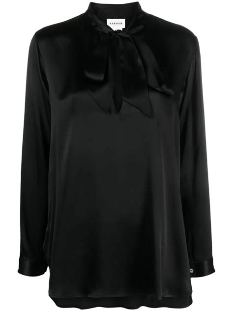 P A R O S H Pussy Bow Collar Silk Shirt Black Farfetch Ao