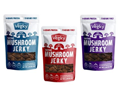 VEGKY Vegan Shiitake Mushroom Jerky 3 Pack Original TERIYAKI Spicy