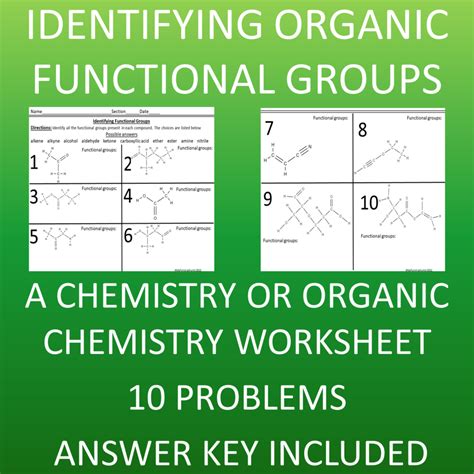 Identifying Organic Functional Groups A Chemistry Worksheet Made By Teachers