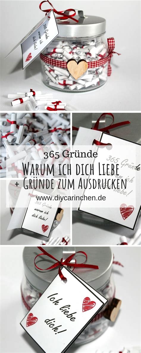 Diy Geschenk Im Glas Gr Nde Warum Ich Dich Liebe Anleitung Und