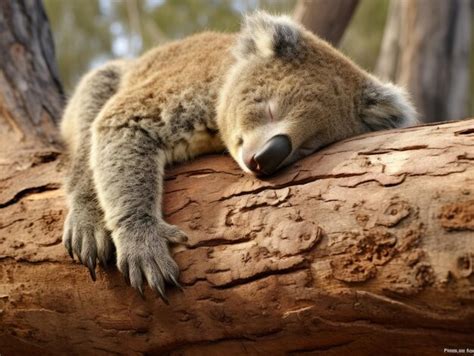 Un Koala Durmiendo En Una Rama De Eucalipto Foto Premium