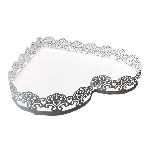 Heart Shaped Cake Tray Lace Elegant Dessert Plate Wedding Candy Serving