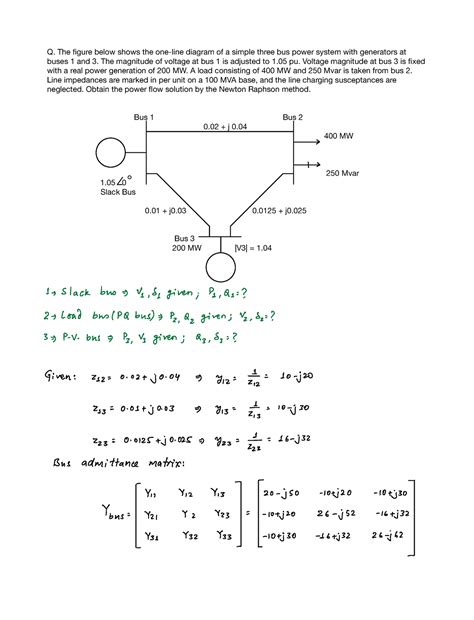 Tutorial Load Flow Q The Figure Below Shows The One Line Diagram