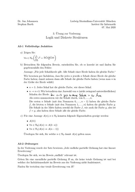 LDS Übungsblatt 03 Dr Jan Johannsen Ludwig Maximilians Universität