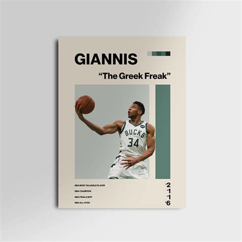 Giannis Antetokounmpo Poster Digital Printart Painting Wall Etsy