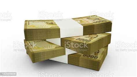 3d Rendering Of Stack Of 5000 Sri Lankan Rupee Notes Few Bundles Of Sri