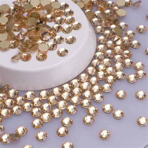 Golden Shadow Glass Flat Back Glue On Rhinestones 16 Cut Facets