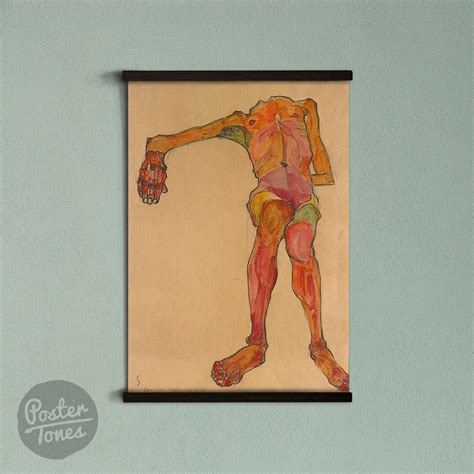 Egon Schiele Print Seated Male Nude Self Portrait Canvas Etsy Norway