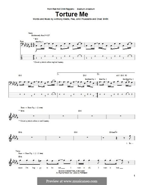 Torture Me Red Hot Chili Peppers By Flea A Kiedis C Smith J Frusciante On MusicaNeo