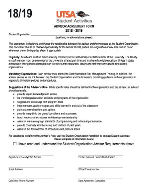 Fillable Online Advisor Agreement Form Fax Email Print