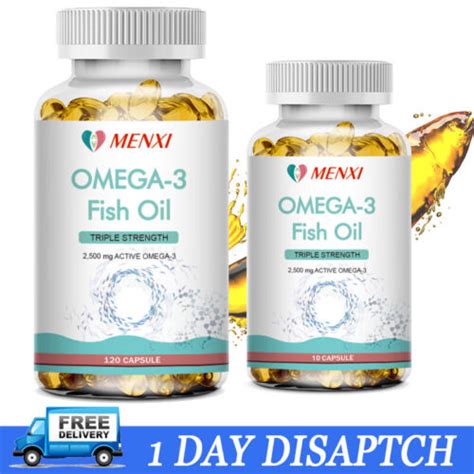 Omega 3 Fish Oil Capsules 3x Strength 2500mg EPA DHA Highest Potency