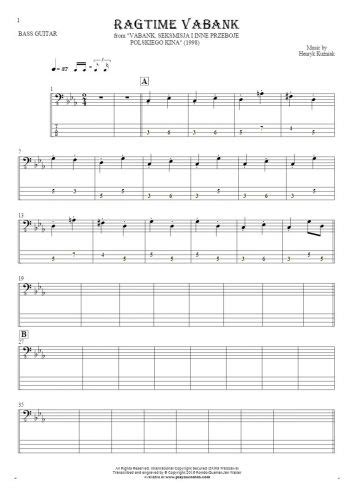 Ragtime Vabank Tablature Rhythm Values For Bass Guitar Playyournotes